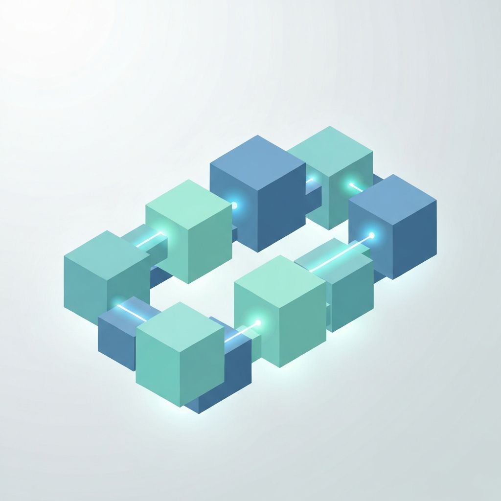 Ilustracija blockchain osnova - međusobno povezani blokovi koji formiraju lanac